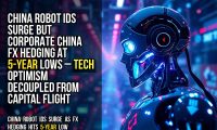 China robot IDs surge but corporate China FX hedging at 5-year lows – tech optimism decoupled from capital flight