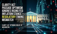 Clarity Act passage optimism ignores rising Fed inflation stance – regulatory timing mismatch