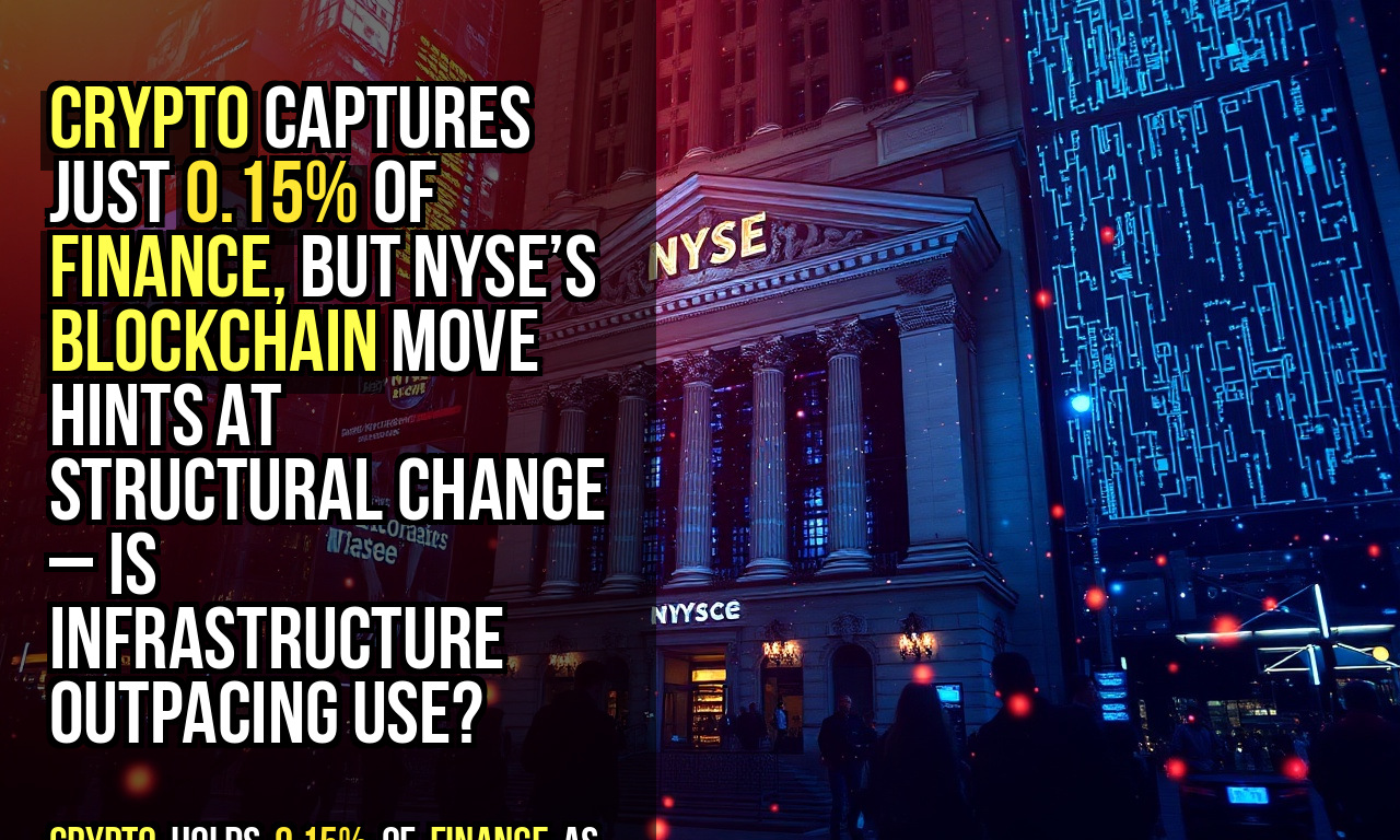 Crypto captures just 0.15% of finance, but NYSE’s blockchain move hints at structural change – is infrastructure outpacing use?
