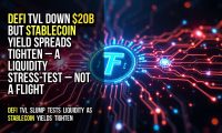 DeFi TVL down $20B but stablecoin yield spreads tighten – a liquidity stress-test – not a flight