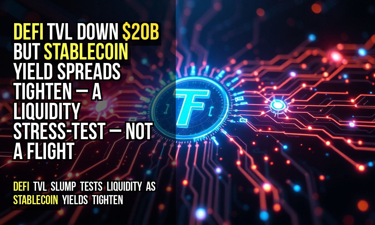 DeFi TVL down $20B but stablecoin yield spreads tighten – a liquidity stress-test – not a flight