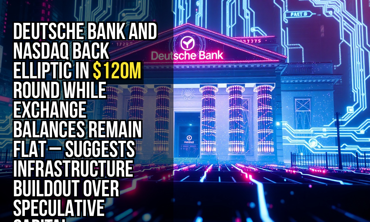 Deutsche Bank and Nasdaq back Elliptic in $120M round while exchange balances remain flat – suggests infrastructure buildout over speculative capital