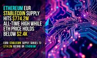 Ethereum EUR stablecoin supply hits $774.2M all-time high while ETH price holds below $2.4K