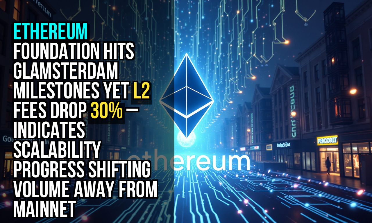 Ethereum Foundation hits Glamsterdam milestones yet L2 fees drop 30% – indicates scalability progress shifting volume away from mainnet