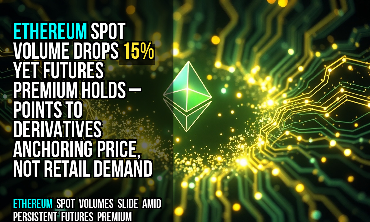 Ethereum spot volume drops 15% yet futures premium holds – points to derivatives anchoring price, not retail demand