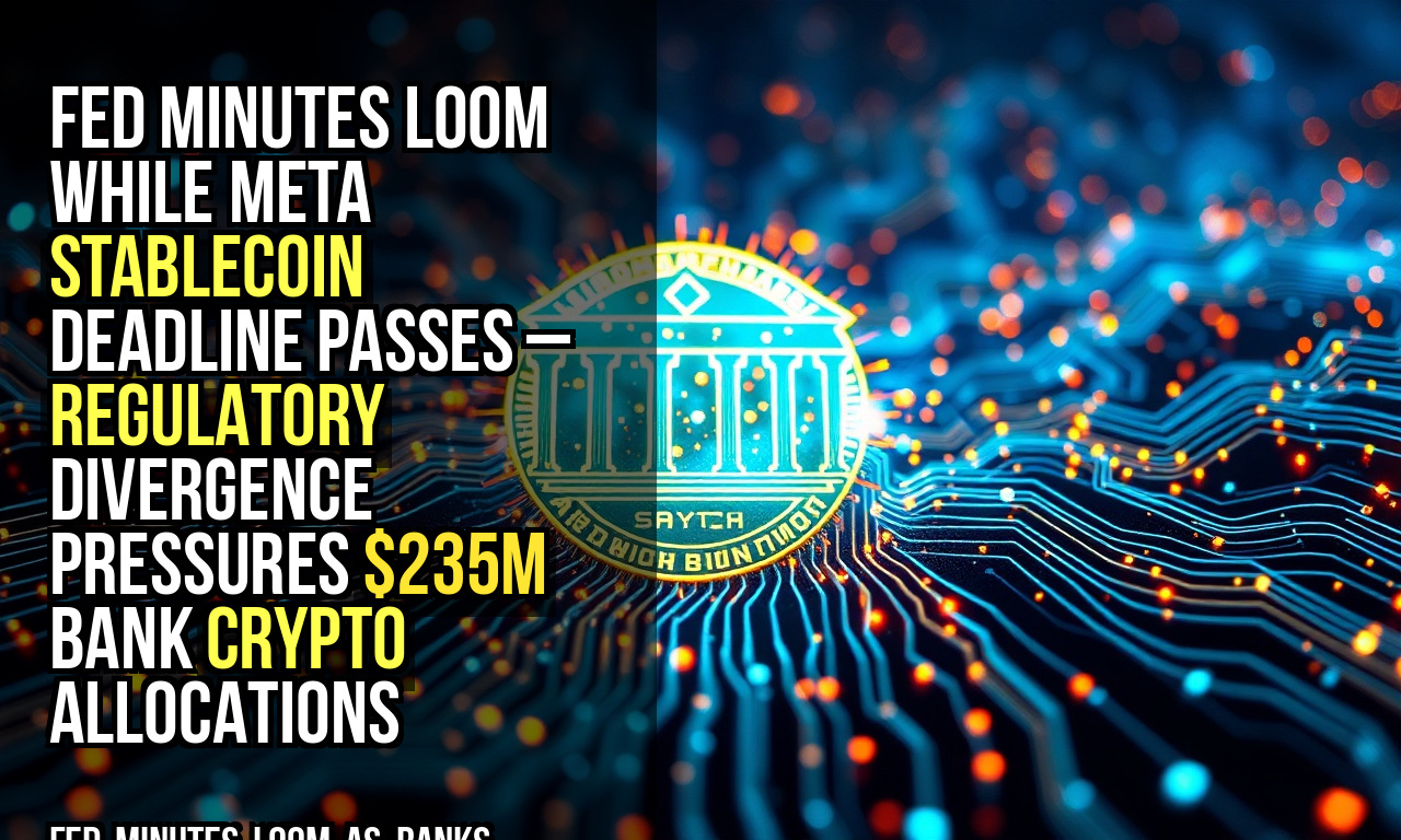 Fed minutes loom while Meta stablecoin deadline passes – regulatory divergence pressures $235M bank crypto allocations