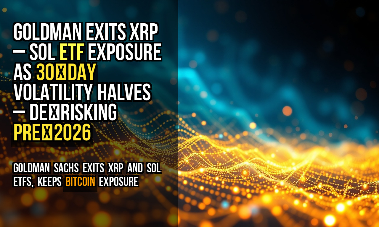Goldman exits XRP – SOL ETF exposure as 30‑day volatility halves – de‑risking pre‑2026