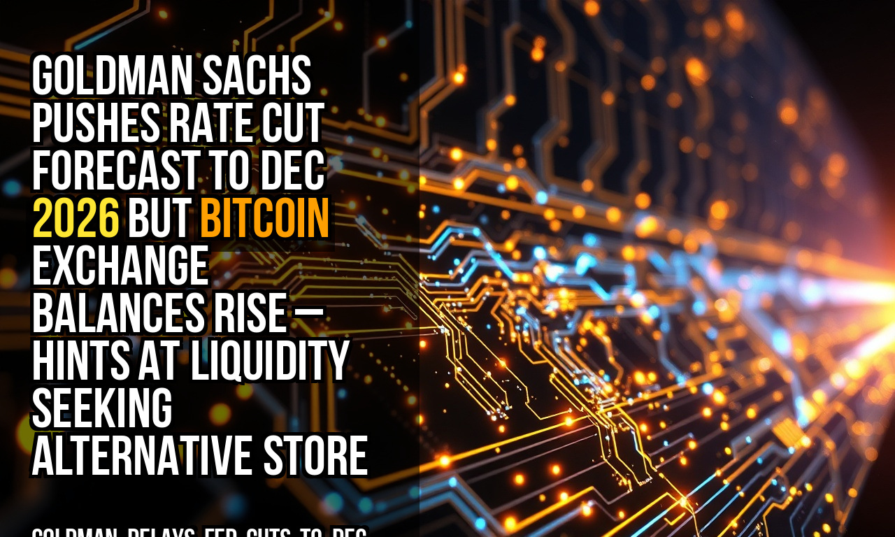 Goldman Sachs pushes rate cut forecast to Dec 2026 but Bitcoin exchange balances rise – hints at liquidity seeking alternative store