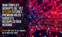 Iran conflict disrupts oil, yet Bitcoin futures premium holds – suggests decoupled risk hedging