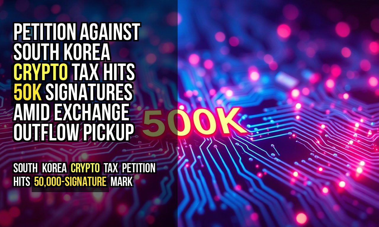Petition against South Korea crypto tax hits 50K signatures amid exchange outflow pickup