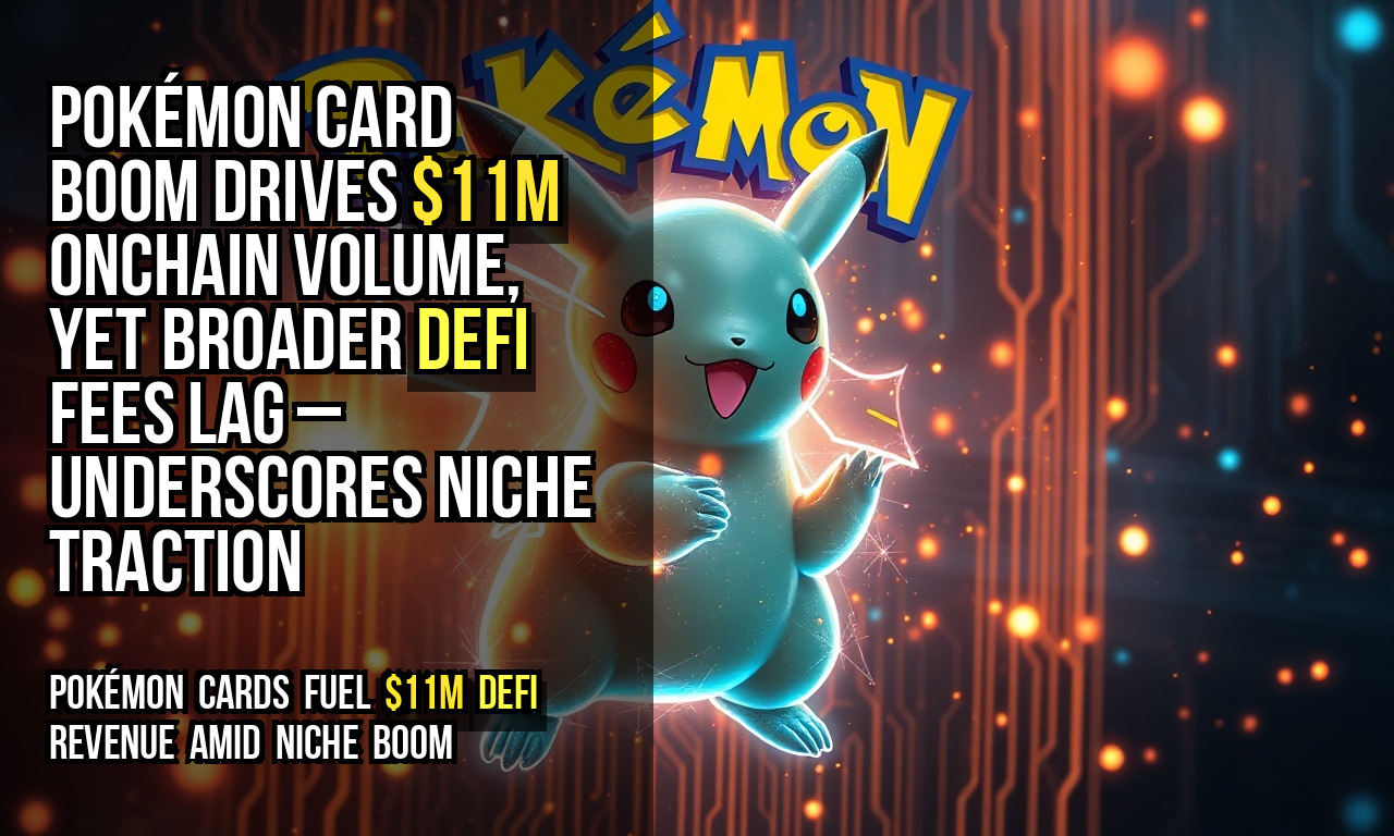 Pokémon card boom drives $11M onchain volume, yet broader DeFi fees lag – underscores niche traction