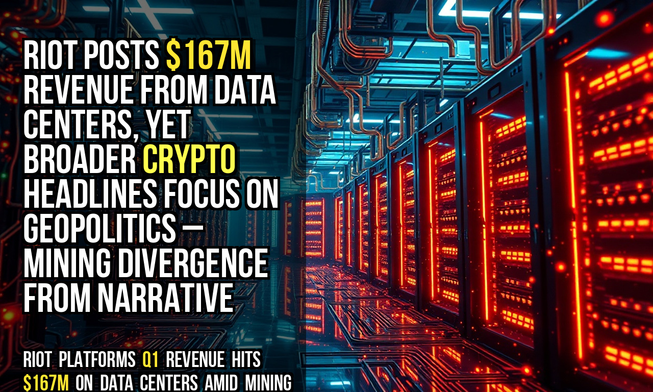 Riot posts $167M revenue from data centers, yet broader crypto headlines focus on geopolitics – mining divergence from narrative