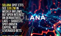 Solana spot ETFs see $39.2M in weekly inflows, but open interest on derivatives lags – suggests spot-driven capital, not leveraged bets