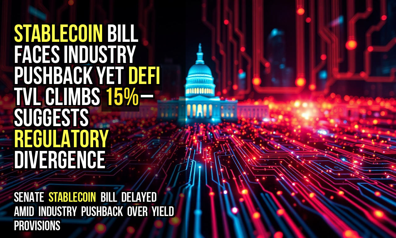 Stablecoin bill faces industry pushback yet DeFi TVL climbs 15% – suggests regulatory divergence