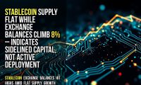 Stablecoin supply flat while exchange balances climb 8% – indicates sidelined capital, not active deployment