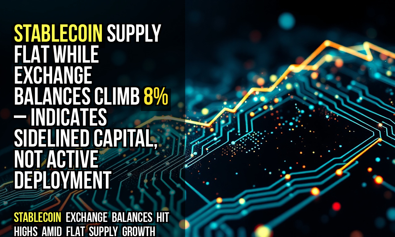 Stablecoin supply flat while exchange balances climb 8% – indicates sidelined capital, not active deployment