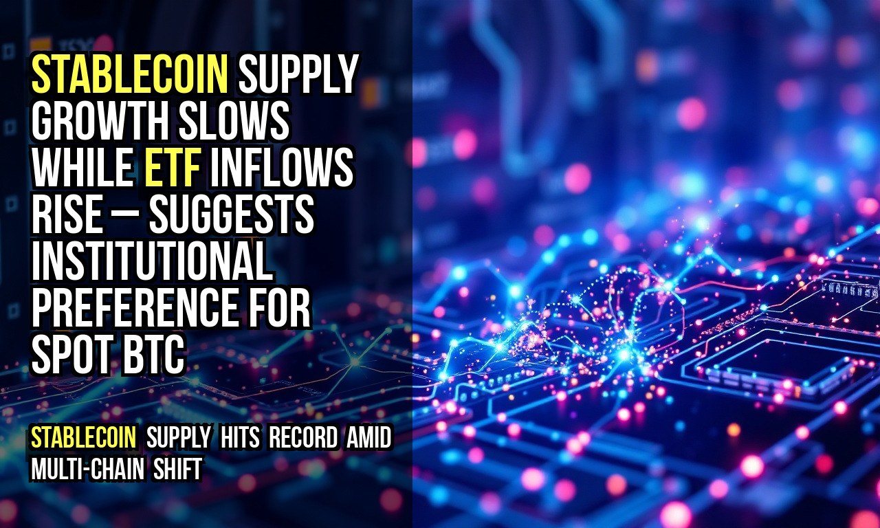 Stablecoin supply growth slows while ETF inflows rise – suggests institutional preference for spot BTC