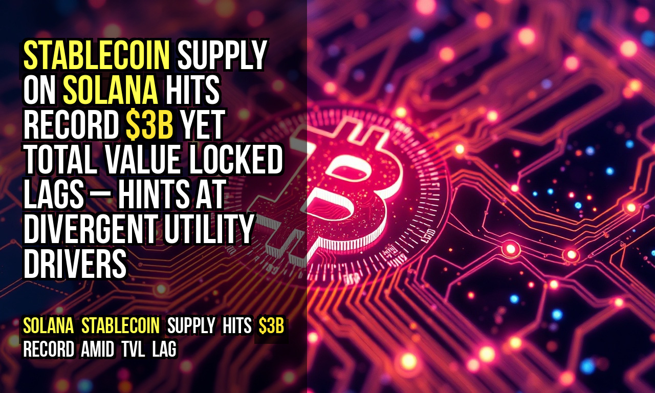 Stablecoin supply on Solana hits record $3B yet total value locked lags – hints at divergent utility drivers