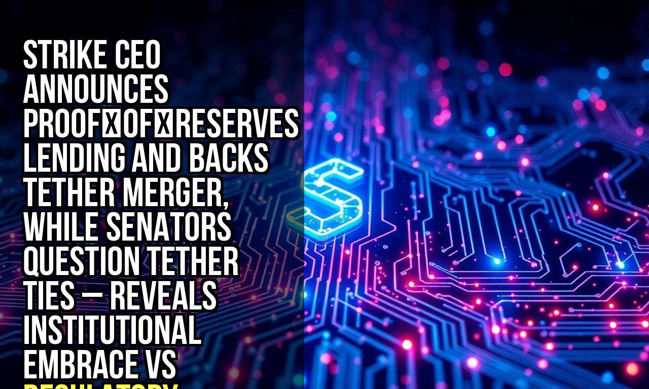 Strike CEO announces proof‑of‑reserves lending and backs Tether merger, while Senators question Tether ties – reveals institutional embrace vs regulatory caution