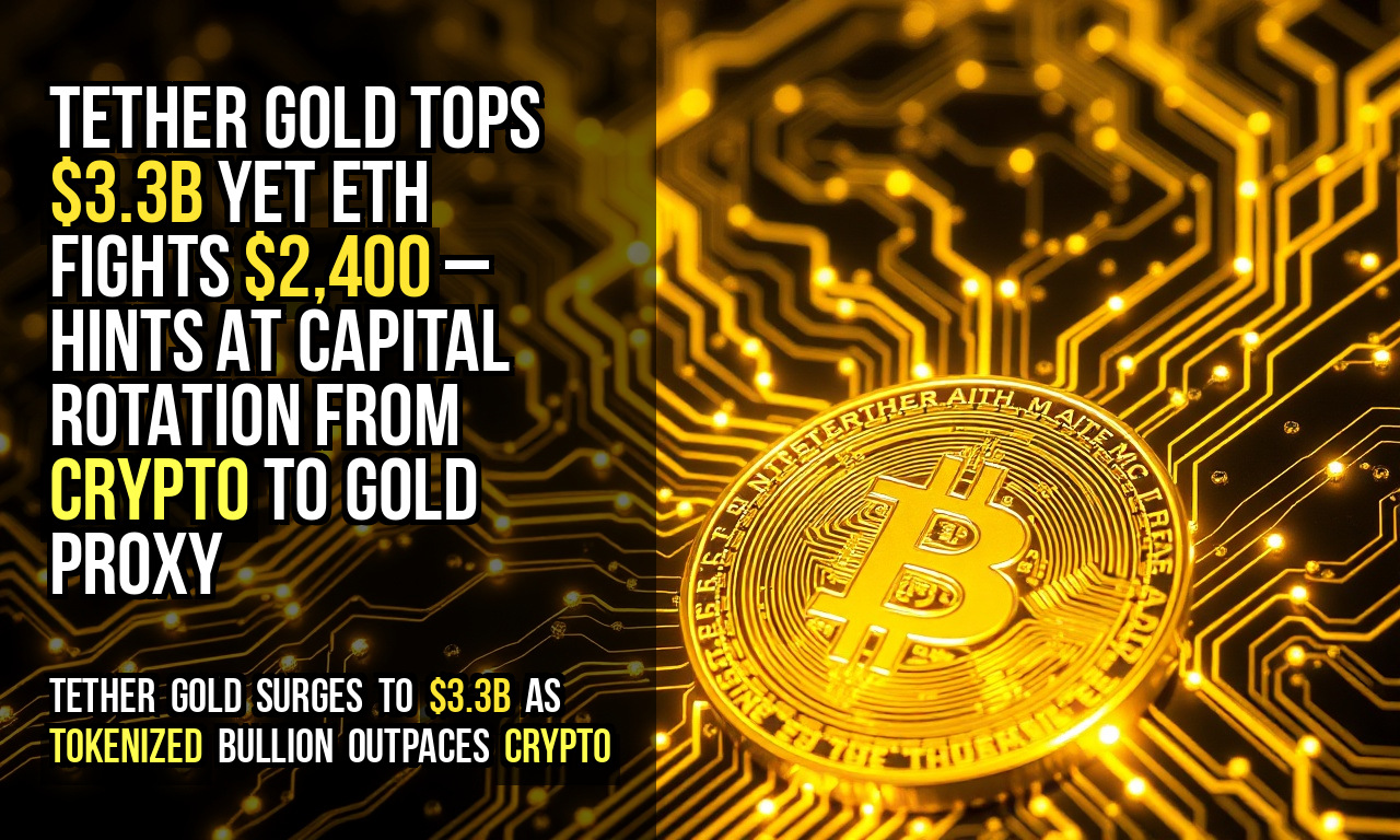 Tether Gold tops $3.3B yet ETH fights $2,400 – hints at capital rotation from crypto to gold proxy