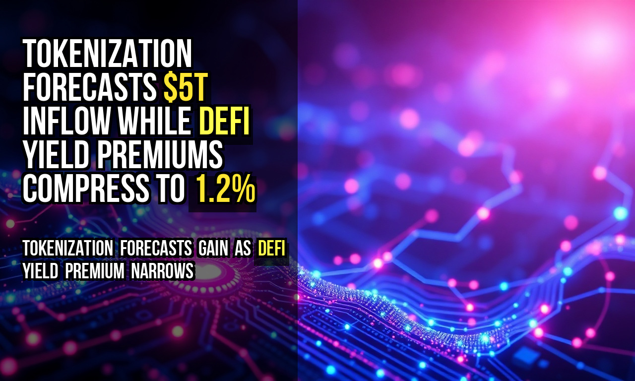 Tokenization forecasts $5T inflow while DeFi yield premiums compress to 1.2%
