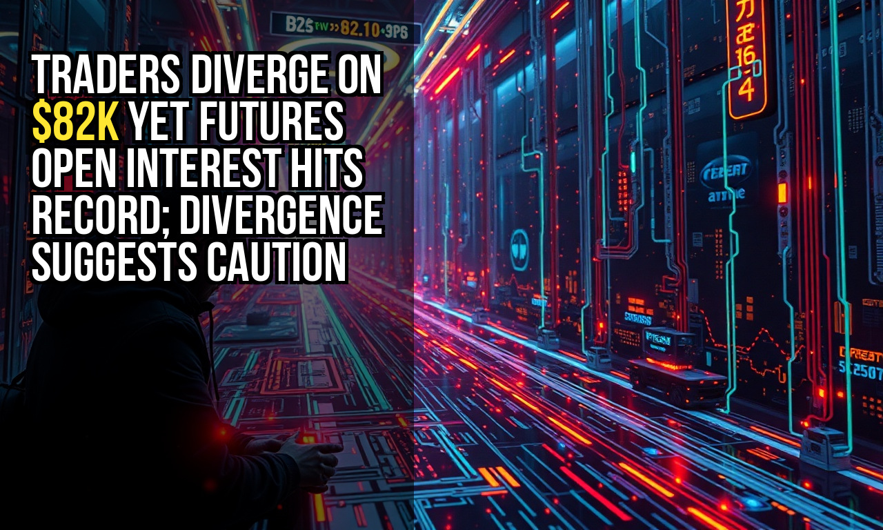 Traders diverge on $82K yet futures open interest hits record; divergence suggests caution