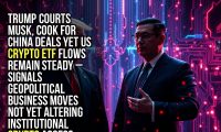 Trump courts Musk, Cook for China deals yet US crypto ETF flows remain steady – signals geopolitical business moves not yet altering institutional crypto access