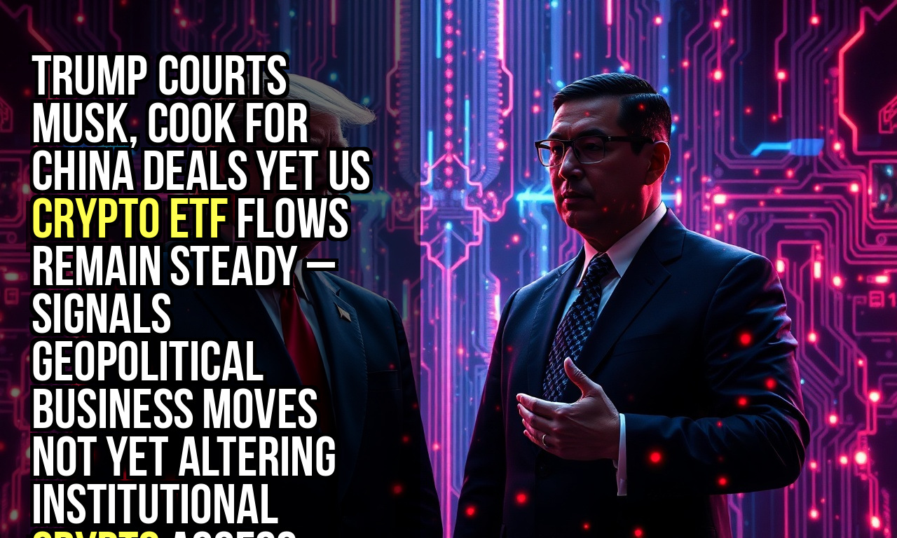 Trump courts Musk, Cook for China deals yet US crypto ETF flows remain steady – signals geopolitical business moves not yet altering institutional crypto access