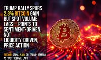 Trump rally spurs 2.3% Bitcoin gain but spot volume lags – points to sentiment-driven, not liquidity-driven, price action