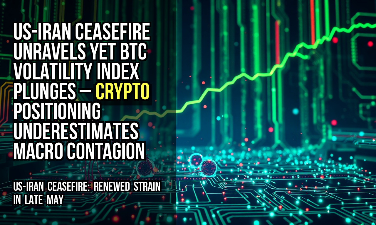 US-Iran ceasefire unravels yet BTC volatility index plunges – crypto positioning underestimates macro contagion