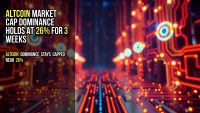 Altcoin market cap dominance holds at 26% for 3 weeks