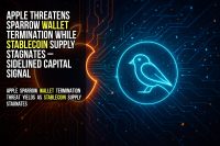 Apple threatens Sparrow wallet termination while stablecoin supply stagnates – sidelined capital signal