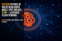 Bitcoin futures OI holds near highs while spot breaks $70K - leverage flush pending
