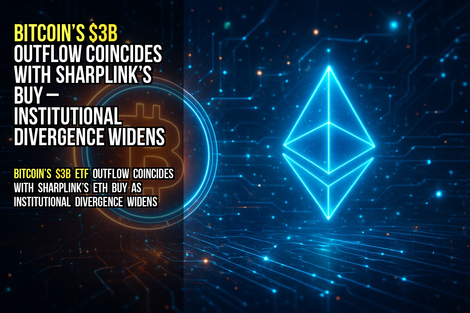 Bitcoin’s $3B outflow coincides with Sharplink’s buy – institutional divergence widens