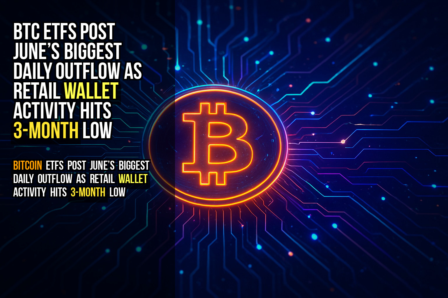 BTC ETFs post June’s biggest daily outflow as retail wallet activity hits 3-month low