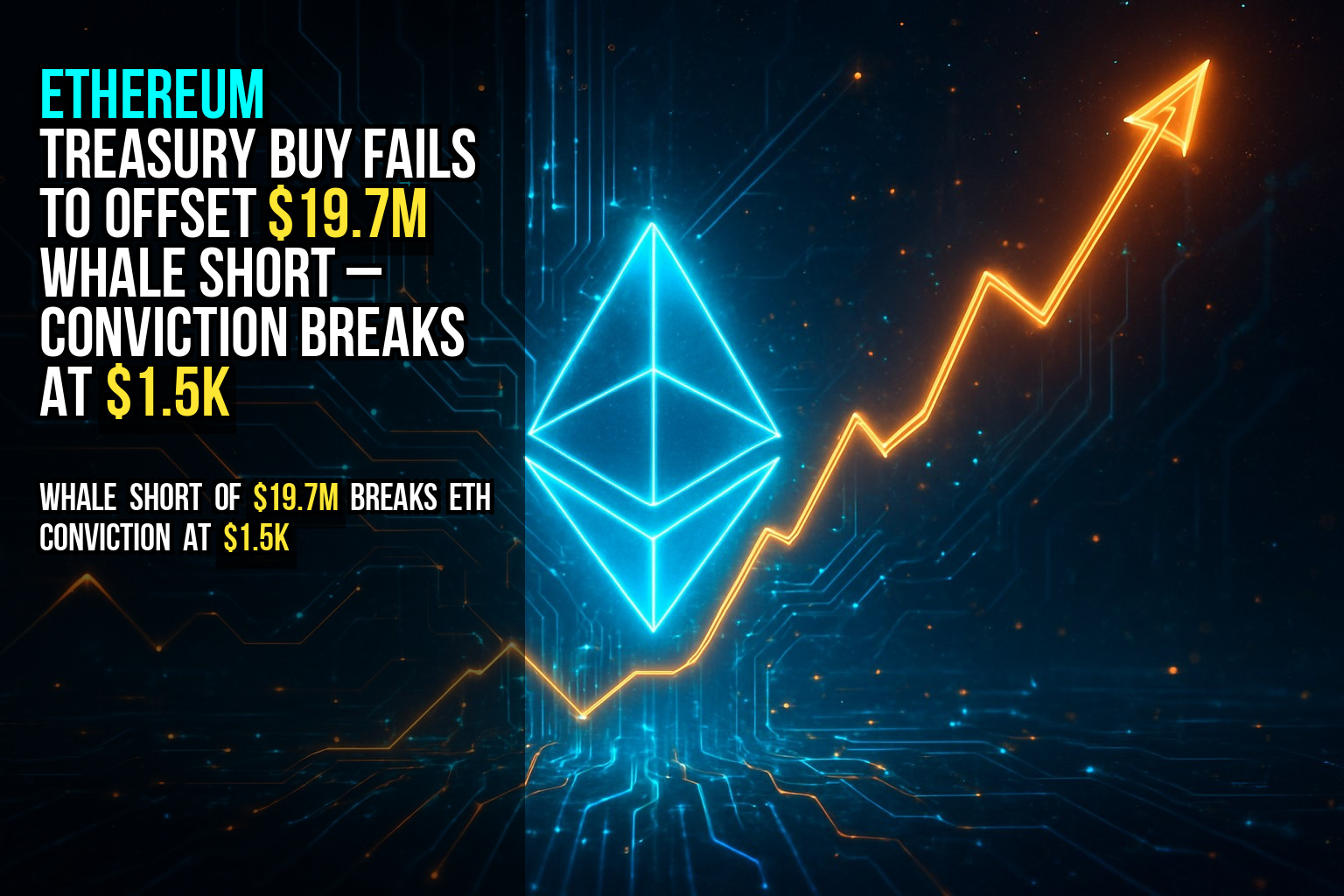 Ethereum treasury buy fails to offset $19.7M whale short – conviction breaks at $1.5K