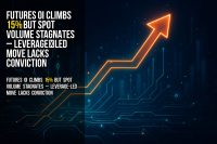Futures OI climbs 15% but spot volume stagnates – leverage‑led move lacks conviction