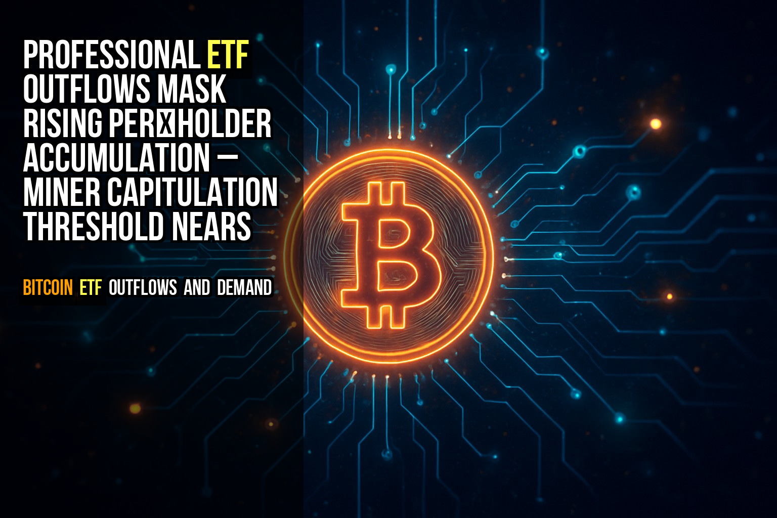 Professional ETF outflows mask rising per‑holder accumulation – miner capitulation threshold nears