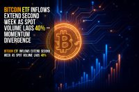 Bitcoin ETF inflows extend second week as spot volume lags 40% – momentum divergence