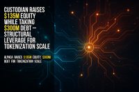 Custodian raises $135M equity while taking $300M debt – structural leverage for tokenization scale