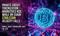 Private credit tokenization narratives rise while on-chain stablecoin velocity falls