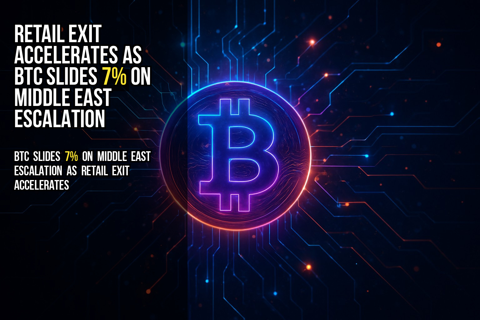 Retail exit accelerates as BTC slides 7% on Middle East escalation