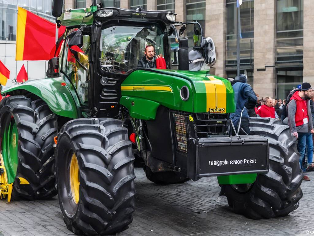 Belgian tractors protest outside EU Parliament ???