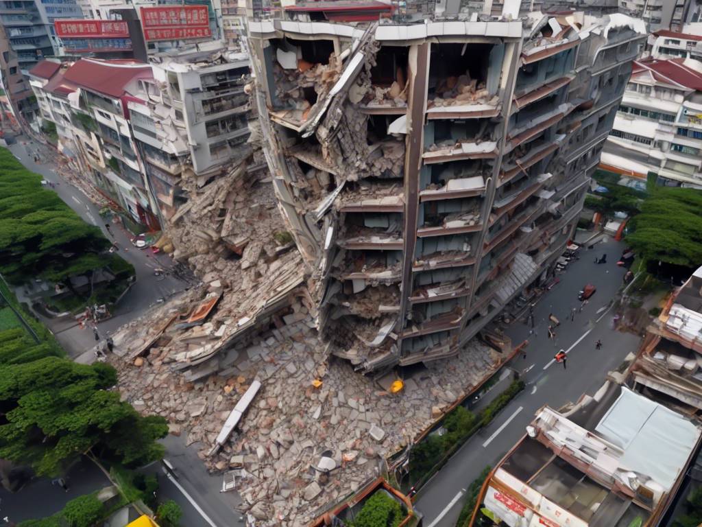 Taiwan demolishes quake-hit building ??