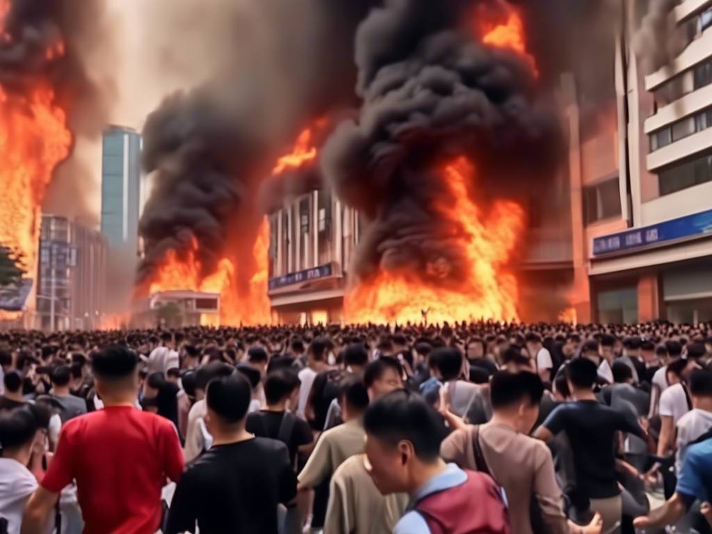 Dramatic escape as crowd flees burning building in China ?
