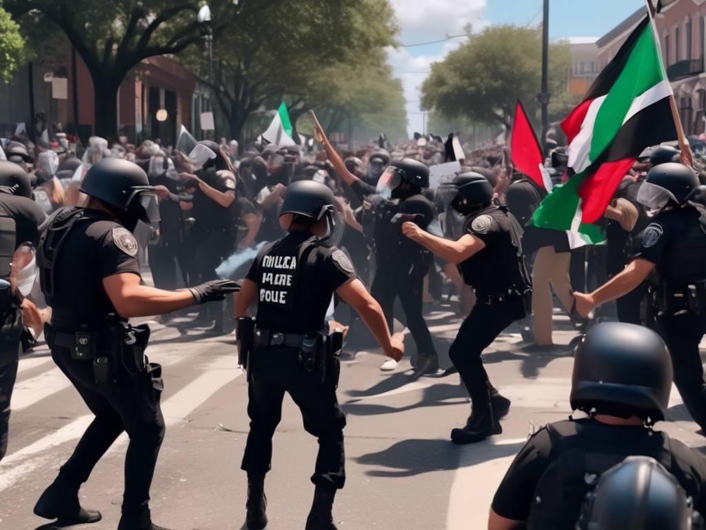 Pro-Palestinian protesters clash with police in NOLA ??✊