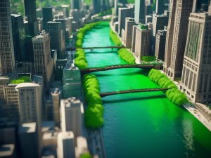 Chicago River goes green for Irish celebration! 🍀