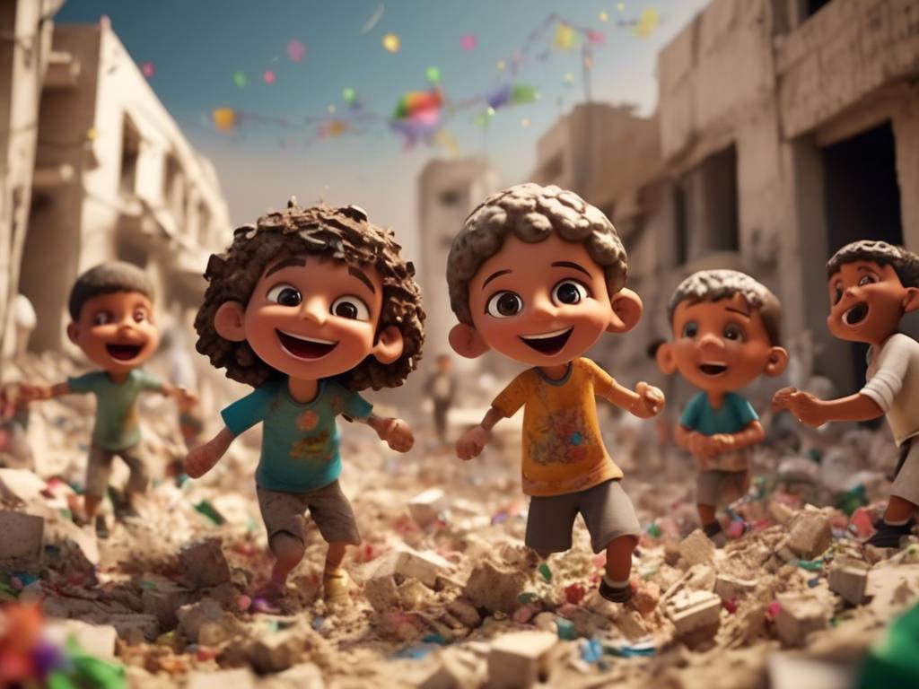 Kids celebrate Eid in Gaza rubble 🎉🌟