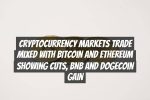 Cryptocurrency Markets Trade Mixed with Bitcoin and Ethereum Showing Cuts, BNB and Dogecoin Gain