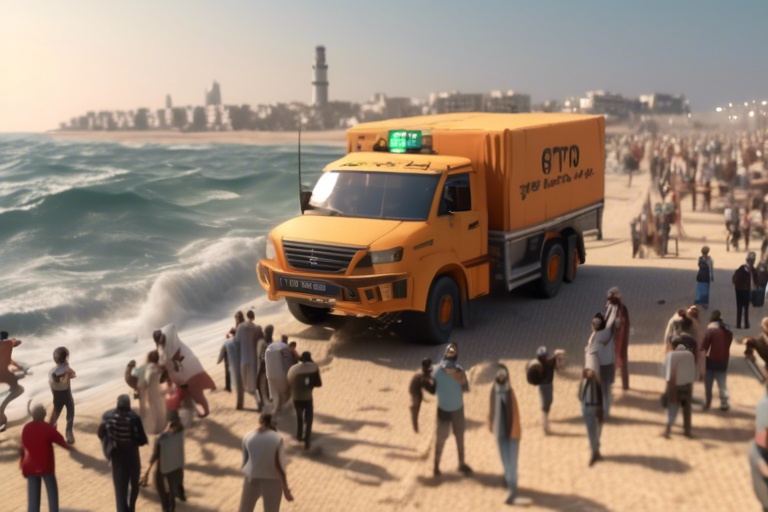 Crypto enthusiasts cheer as aid trucks move out from Gaza pier 🌟🚚🚀